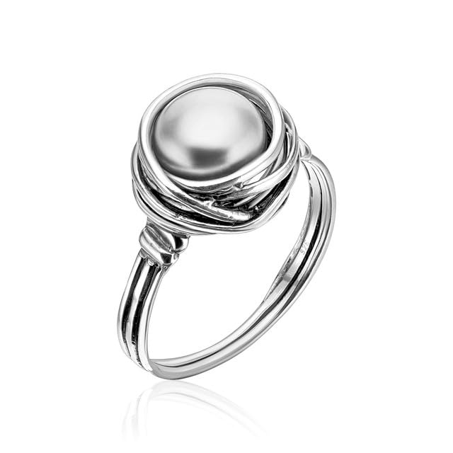 Grey Freshwater Pearl Ring – 925 Sterling Silver