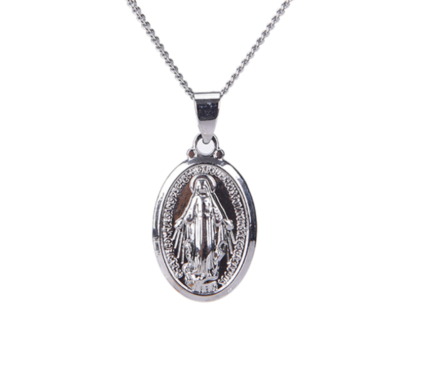 Virgin Mary Pendant Necklace – Silver or Gold Tone