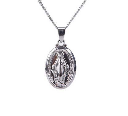 Virgin Mary Pendant Necklace – Silver or Gold Tone