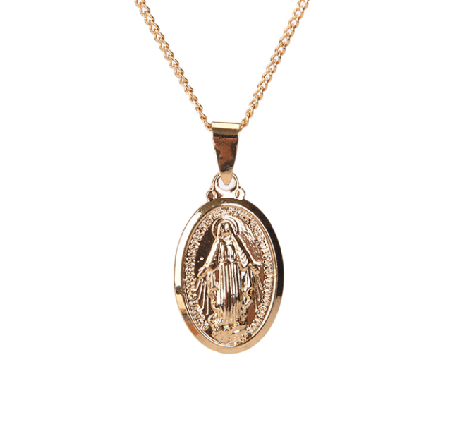 Virgin Mary Pendant Necklace – Silver or Gold Tone