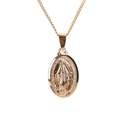 Virgin Mary Pendant Necklace – Silver or Gold Tone