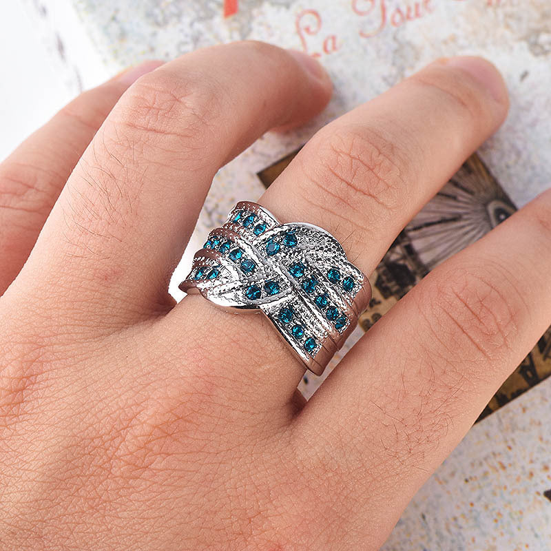 Peacock Blue Statement Ring – 925 Silver