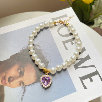 Crystal Heart Pet Necklace