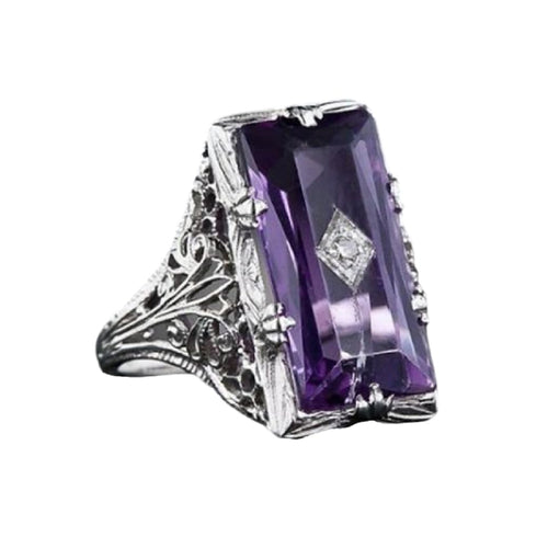 Purple Amethyst Statement Ring – 925 Silver