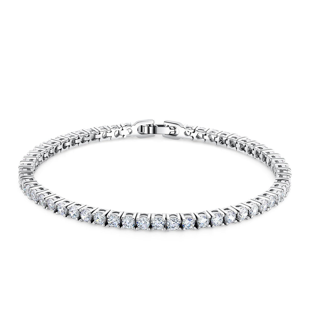 Classic CZ Tennis Bracelet – 14K White Gold Plated