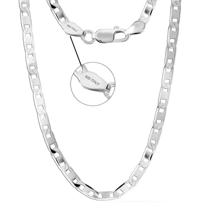 Italian Mariner Chain – 925 Sterling Silver, 4 mm
