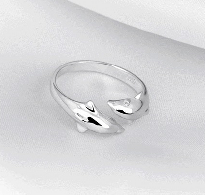 Dolphin Statement Ring – Silver Tone 925