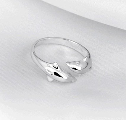 Dolphin Statement Ring – Silver Tone 925