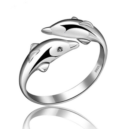 Dolphin Statement Ring – Silver Tone 925