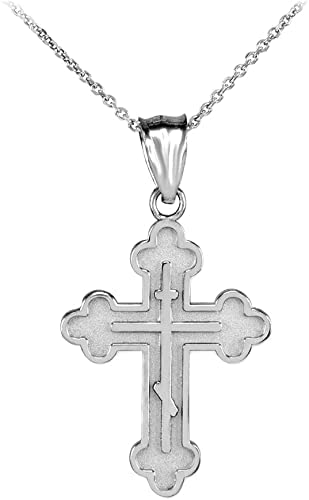 Eastern Orthodox Cross Pendant – 925 Sterling Silver