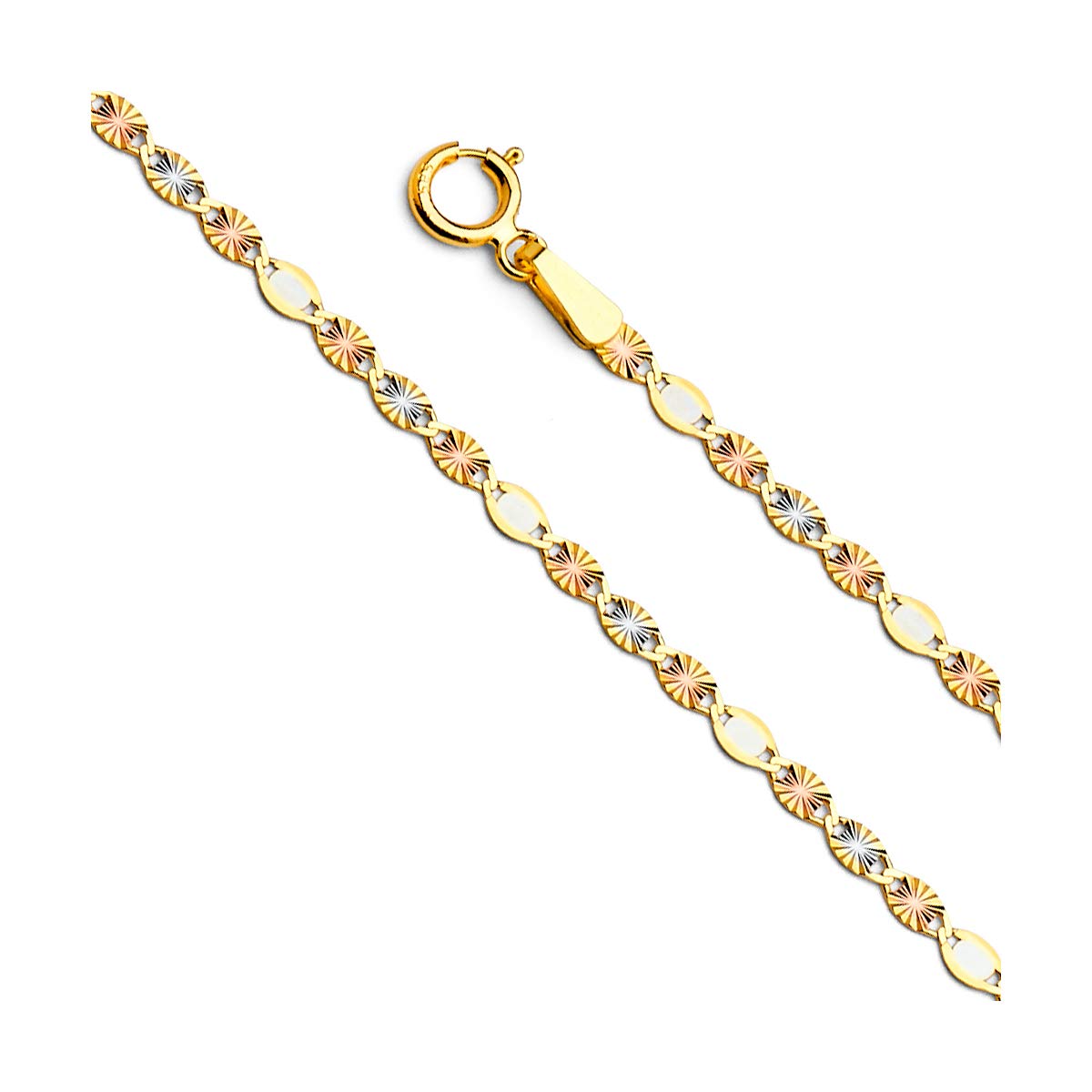 Tri-Color Star Chain – Solid 14K Gold