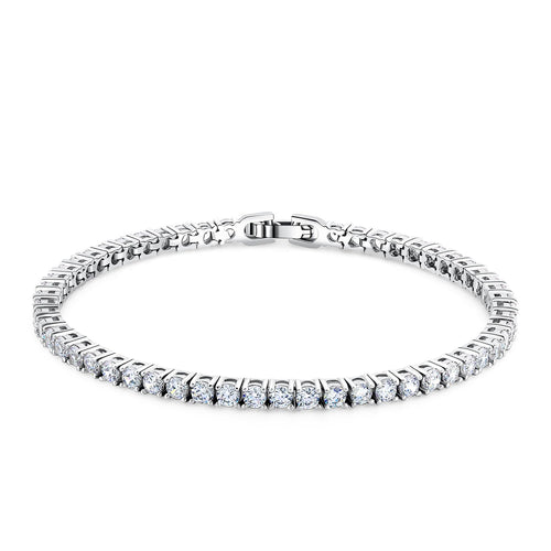 Classic CZ Tennis Bracelet – 14K White Gold Plated