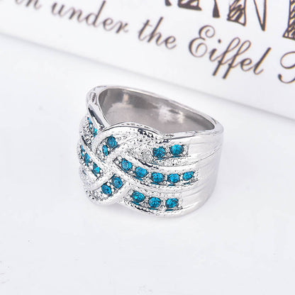 Peacock Blue Statement Ring – 925 Silver
