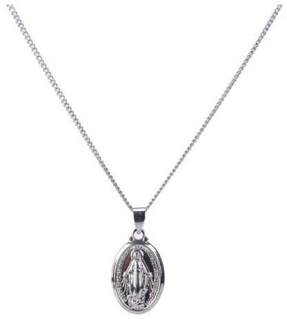 Virgin Mary Pendant Necklace – Silver or Gold Tone