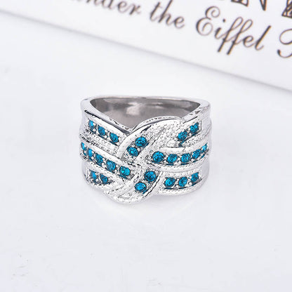 Peacock Blue Statement Ring – 925 Silver
