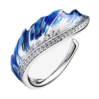 Blue Feather Ring – 925 Sterling Silver
